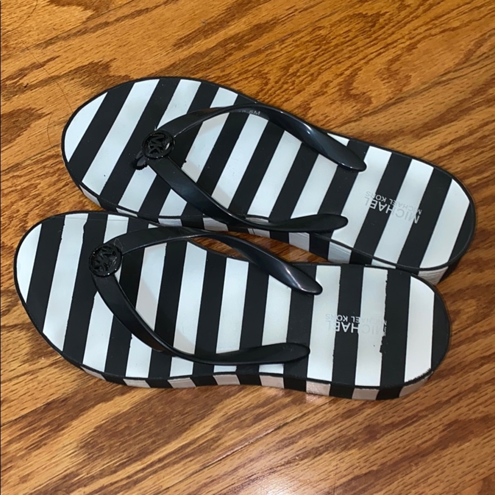 Michael Kors Black/White stripe sandals